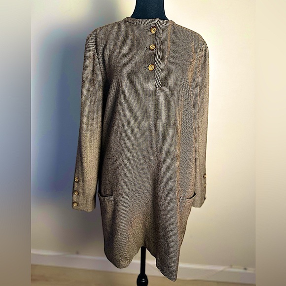 MARTHA Vintage Tweed Wool Long Sleeve Three Button Closure Dress Women’s Size 8 - Picture 1 of 16